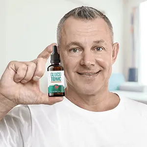 Glucotonic bottle in hand — customer using it daily